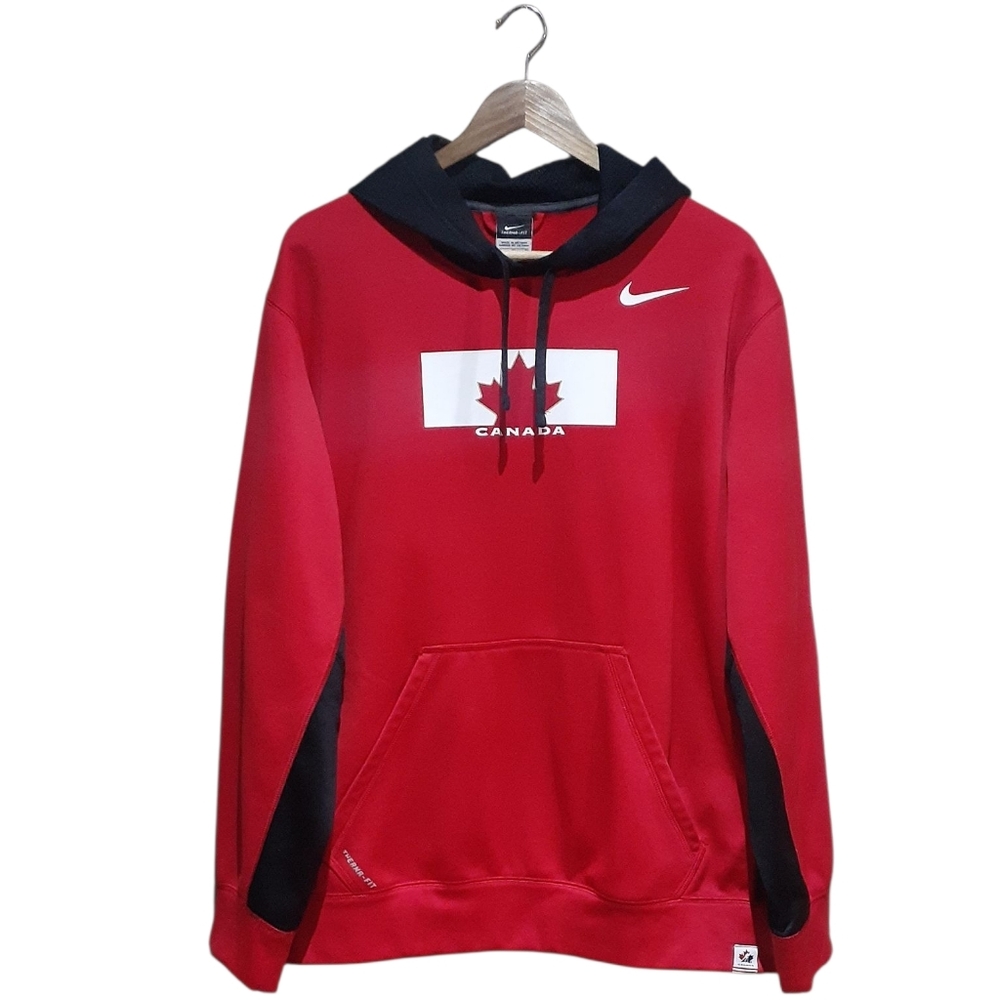 Nike Team Canada Hockey Therma-fit Hoodie Sweater Red Black Size XL